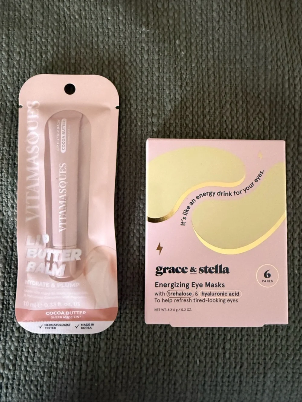 Vitamassques Pink Lip Butter Balm + Grace & Stella Eye Masks Self Care Bundle